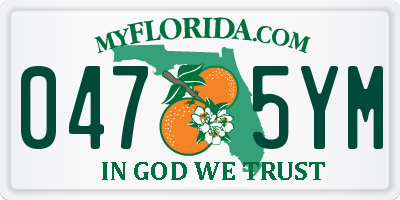 FL license plate 0475YM