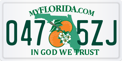 FL license plate 0475ZJ