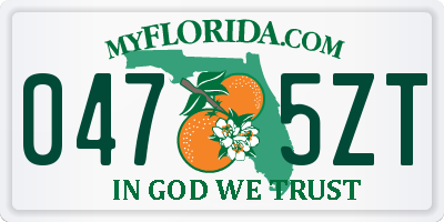 FL license plate 0475ZT