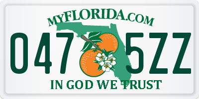 FL license plate 0475ZZ