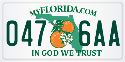 FL license plate 0476AA