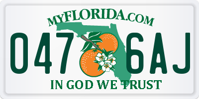 FL license plate 0476AJ