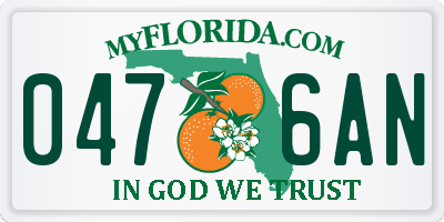 FL license plate 0476AN