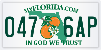 FL license plate 0476AP