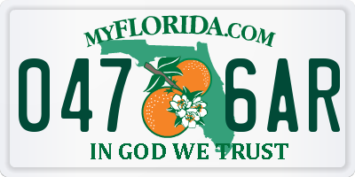 FL license plate 0476AR