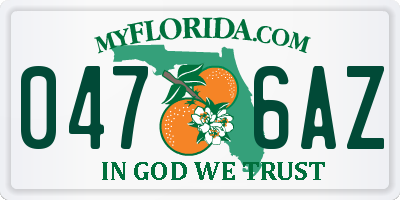 FL license plate 0476AZ