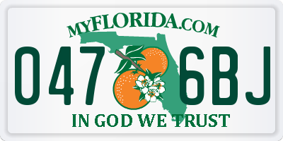 FL license plate 0476BJ