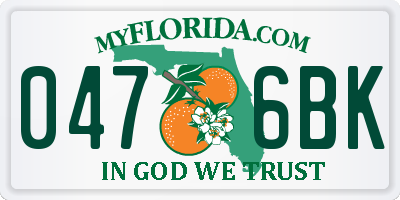 FL license plate 0476BK
