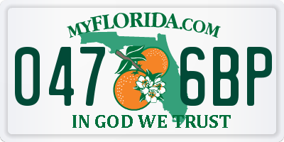 FL license plate 0476BP