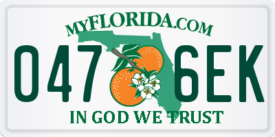 FL license plate 0476EK