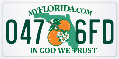 FL license plate 0476FD