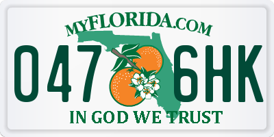 FL license plate 0476HK