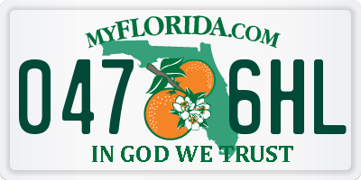 FL license plate 0476HL
