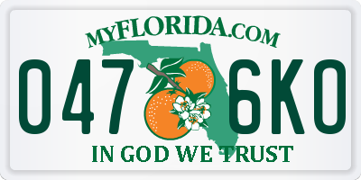 FL license plate 0476KO