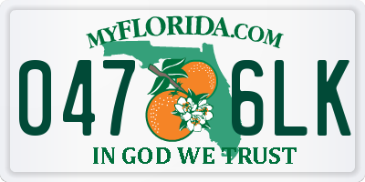FL license plate 0476LK