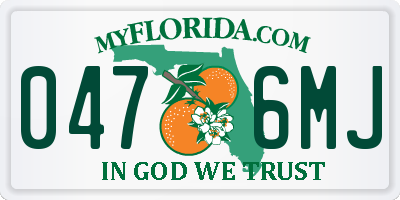 FL license plate 0476MJ