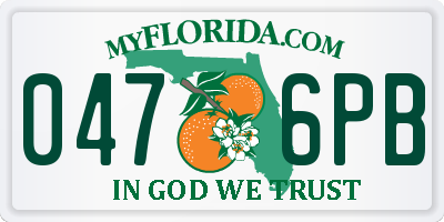 FL license plate 0476PB