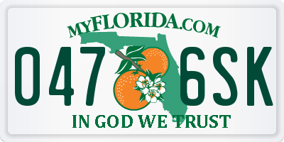 FL license plate 0476SK