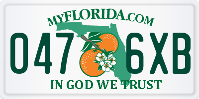 FL license plate 0476XB