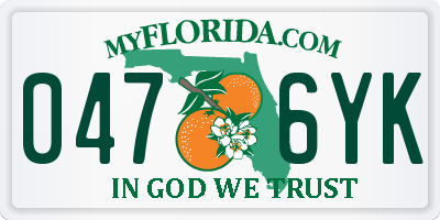 FL license plate 0476YK