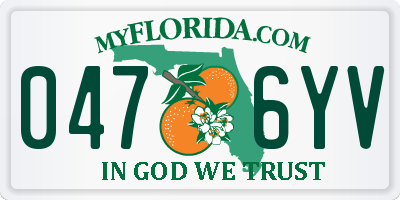 FL license plate 0476YV