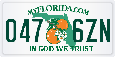 FL license plate 0476ZN