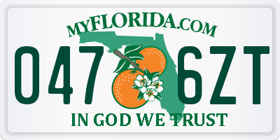 FL license plate 0476ZT