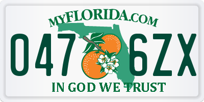 FL license plate 0476ZX