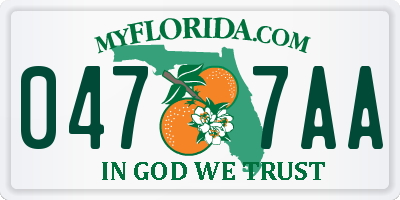 FL license plate 0477AA
