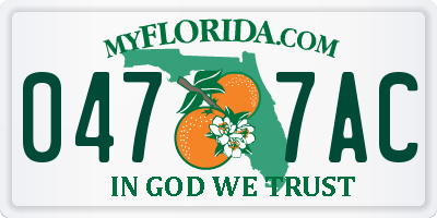 FL license plate 0477AC