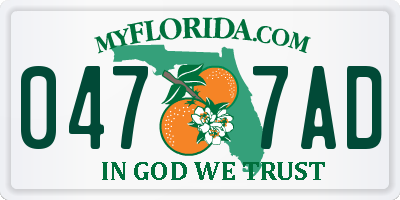 FL license plate 0477AD
