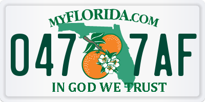FL license plate 0477AF