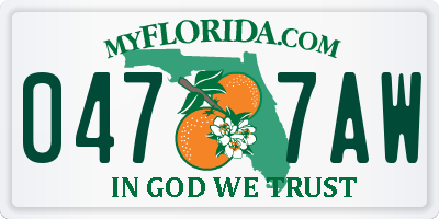 FL license plate 0477AW