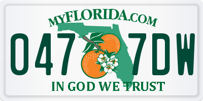 FL license plate 0477DW