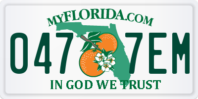 FL license plate 0477EM