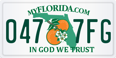 FL license plate 0477FG