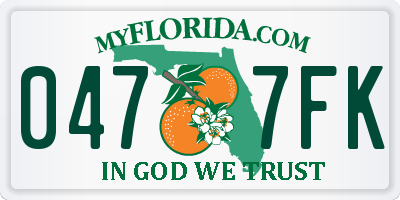 FL license plate 0477FK