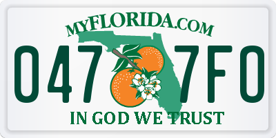 FL license plate 0477FO