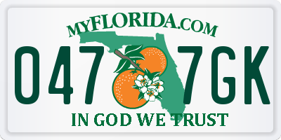 FL license plate 0477GK