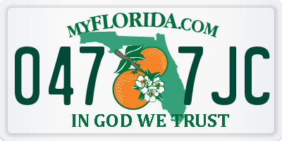 FL license plate 0477JC