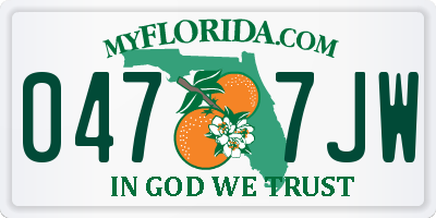 FL license plate 0477JW