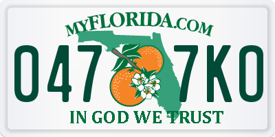FL license plate 0477KO