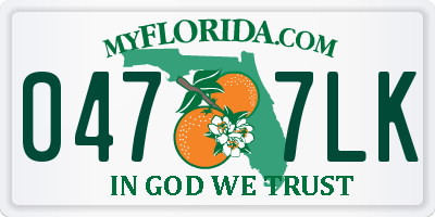 FL license plate 0477LK