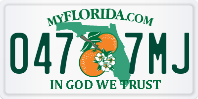 FL license plate 0477MJ