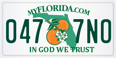 FL license plate 0477NO