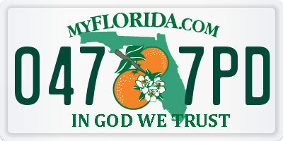 FL license plate 0477PD