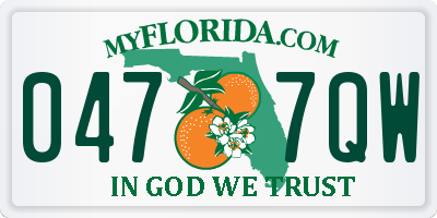 FL license plate 0477QW