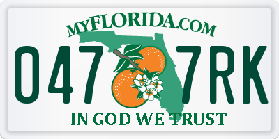 FL license plate 0477RK