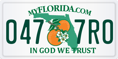 FL license plate 0477RO