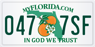 FL license plate 0477SF